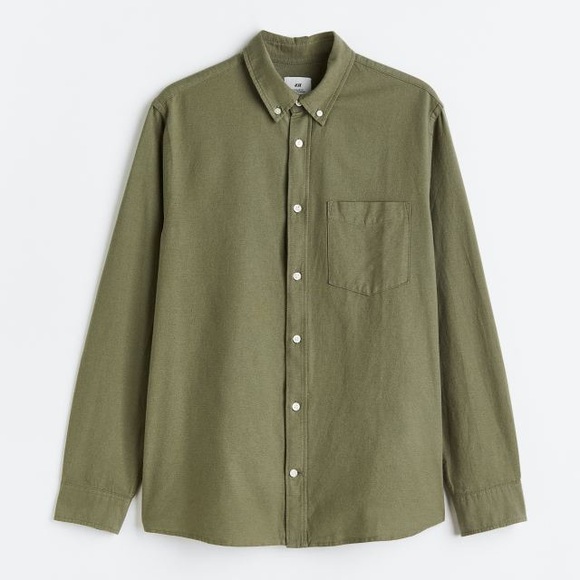 NWT Regular Fit Oxford Shirt, Khaki Green (S) - Picture 1 of 5